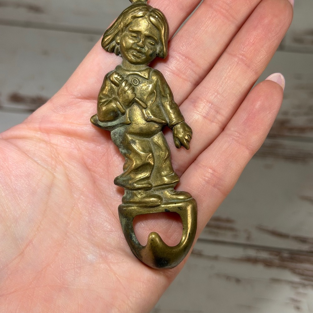 Vintage Brass Little Boy Figure Made in Italy Mid Century Hanging Hook